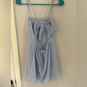 small blue summer dress with open back
